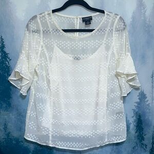 liz claiborne career petite off white sheer blouse PM